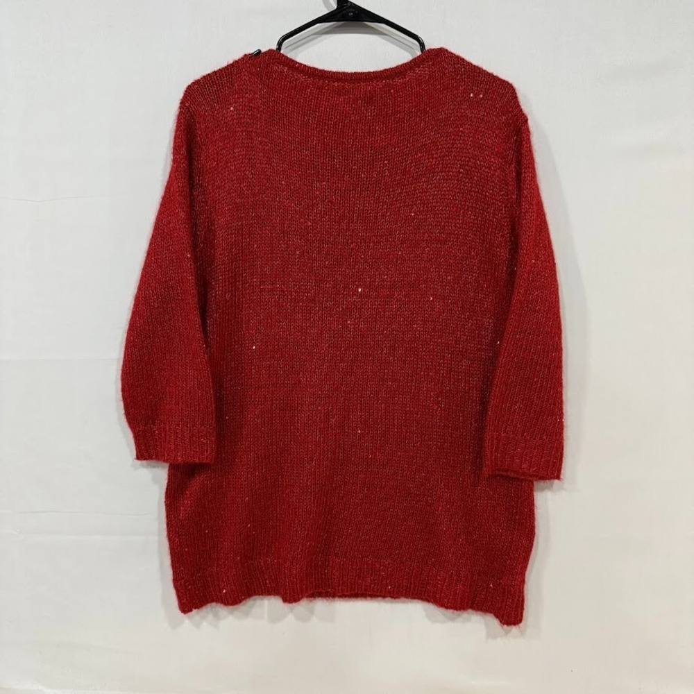 Kenneth‎ Cole Sweater Womens Medium Red Metallic Knit 3/4 Sleeve Pullover - Picture 5 of 5